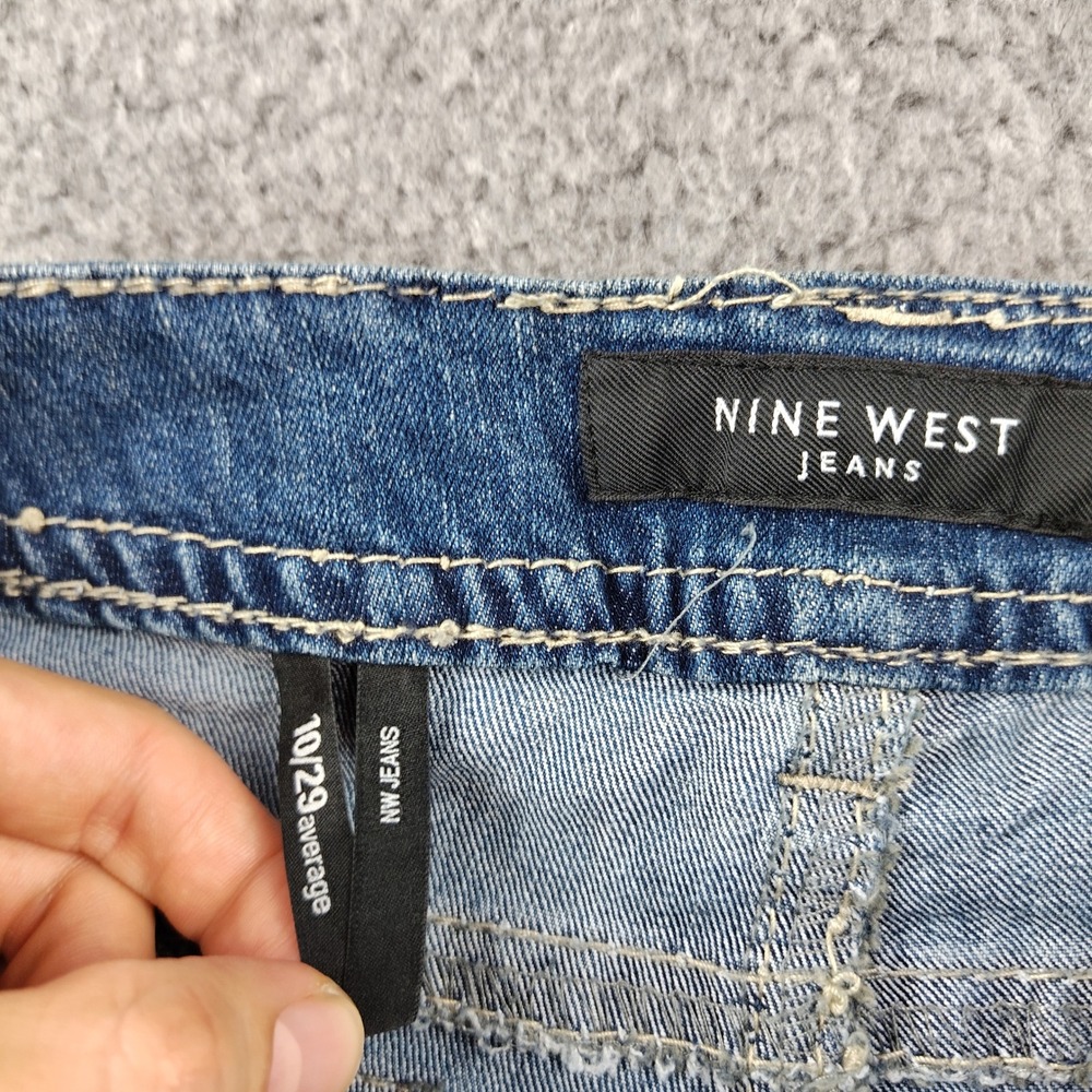 Nine West Missy Jeans Womens 10 Blue Bootcut Embroider Rhinestone Embellished - Picture 6 of 8